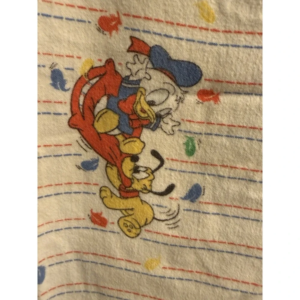 VTG 1984 Disney Baby‎ Receiving Blanket Mickey Minnie Donald Flannel 38